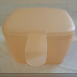 Tupperware “Forget Me Not” Square Hanging Cheese Container #5338 Orange/Peach